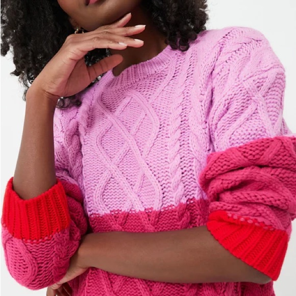 Hyacinth House Color Block Scarlett Sweater Dress in Pink and Red Multi Size S - Picture 3 of 11